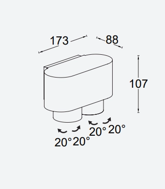 Светильник наcтенный "Кипр", WC4176, 2*GU10 IP44, темно серый