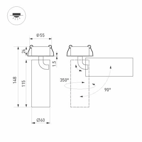 Светильник SP-GABI-BUILT-FLAP-R60-12W Day4000 (WH, 60 deg, 230V) (Arlight, IP40 Металл, 5 лет)