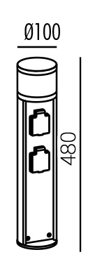 Садовая розетка с подсветкой, G3116-465, LED 3W , 2 *2000W  h= 0.48м IP44, черный