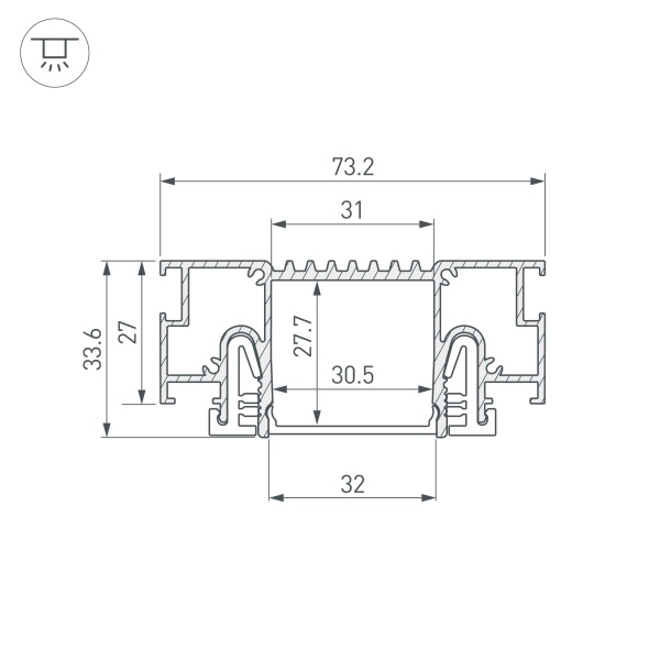 Профиль STRETCH-32-CEIL-CENTER-2000 BLACK (Arlight, Алюминий)