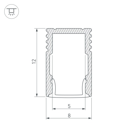 Профиль с экраном SL-MINI-8-H12-2000 ANOD+OPAL (Arlight, Алюминий)