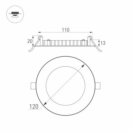 Светильник DL-120M-9W Day White (Arlight, IP40 Металл, 3 года)