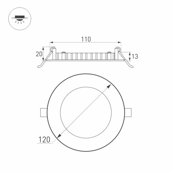 Светильник DL-120M-9W Day White (Arlight, IP40 Металл, 3 года)