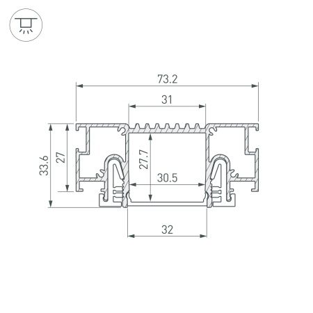 Профиль STRETCH-32-CEIL-CENTER-2000 WHITE (Arlight, Алюминий)