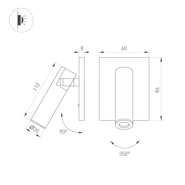 Светильник SP-READER-S60x86-3W Warm3000 (WH, 20 deg, 230V) (Arlight, IP20 Металл, 3 года)
