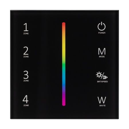 Панель Sens SMART-P30-RGBW Black (230V, 4 зоны, 2.4G) (Arlight, IP20 Пластик, 5 лет)