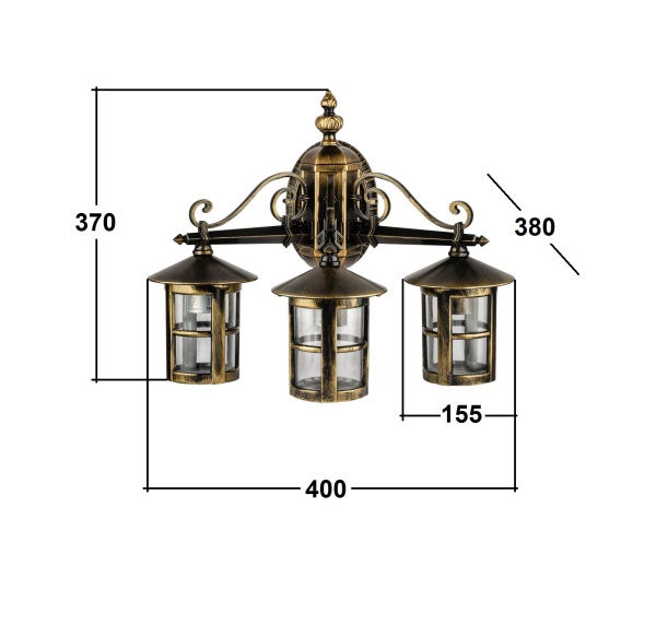 Настенный светильник YAOHUA LUX, Черный с золотой патиной, Классика, 15802 3 02 Gb