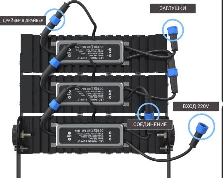 Наборный светодиодный модуль, 150W 6400К 18000Lm, черный, G7105-3