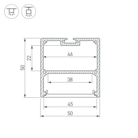 Профиль с экраном SL-LINE-5050-2500 ANOD+OPAL (Arlight, Алюминий)