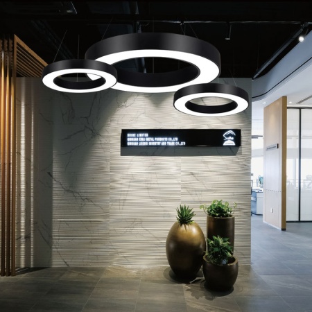 Светильник кольцевой линейный светодиодный  подвесной, HB0306, LED 48W 4000К диаметр 600mm, черный