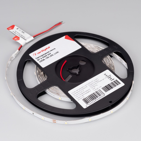 Лента RT 2-5000 24V Cool 8K 0.5x (3528, 150 LED, LUX) (Arlight, 2.9 Вт/м, IP20)