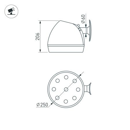 Светильник  OXOR-OZLUM-250x206-50W Day4000 (BK, 120 deg, 230V) IP65 (Arlight, IP65 Металл, 3 года)