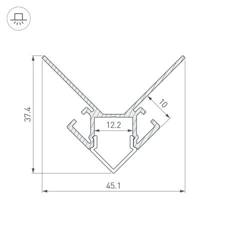Профиль ARH-DECORE-S12-EXT-2000 ANOD внешний (Arlight, Алюминий)