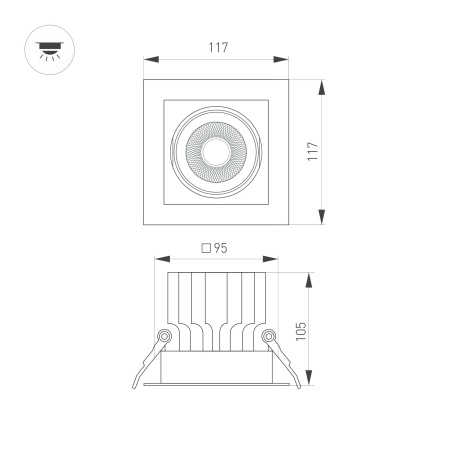 Светильник MS-VORTEX-BUILT-S117x117-20W Day4000 (WH-WH, 20 deg, 230V) (Arlight, IP20 Металл, 5 лет)