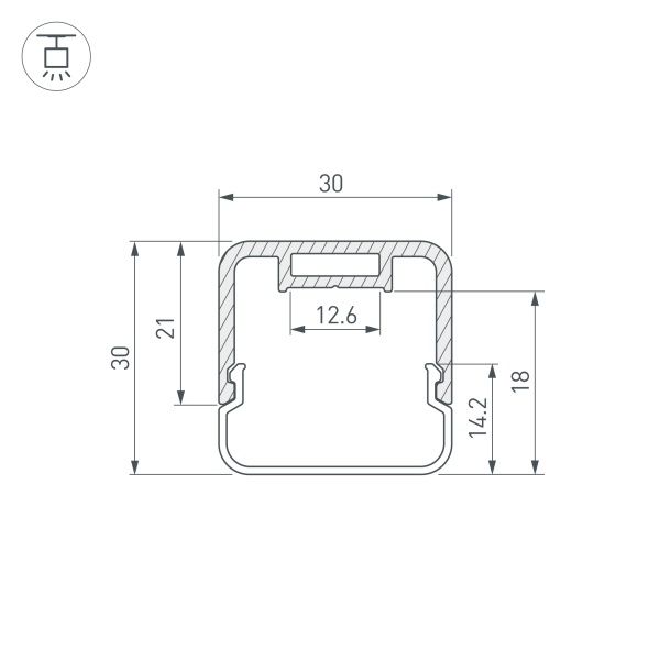 Профиль с экраном LINE-D-3030-2000 SQUARE OLIVE GREY+OPAL  (Arlight, Алюминий)