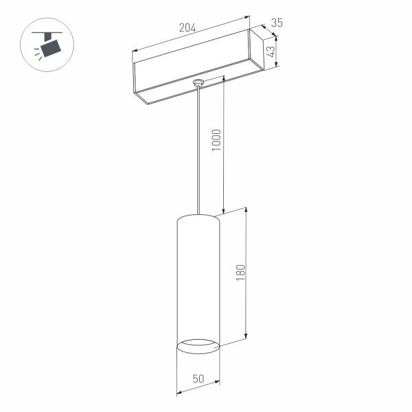 Светильник MAG-SPOT-HANG-45-R50-7W Day4000 (BK, 24 deg, 24V) (Arlight, IP20 Металл, 3 года)