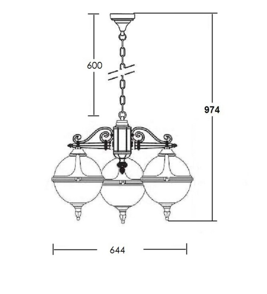 Подвесной светильник YAOHUA LUX, Черный, Классика, 88470/3 Bl