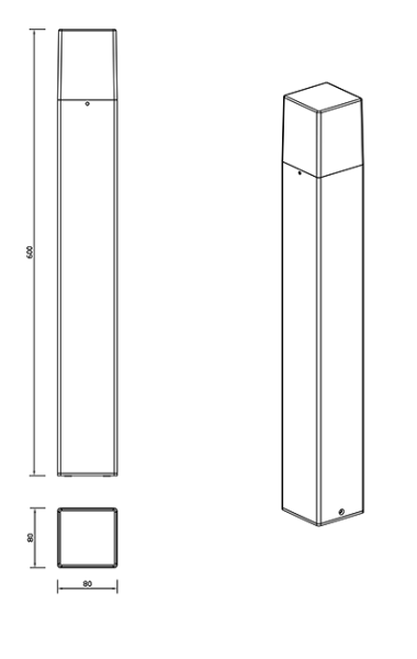 Светильник садово-парковый "Рио", G1647-600, 1*Е27 40W h=0.6m IP44, черный