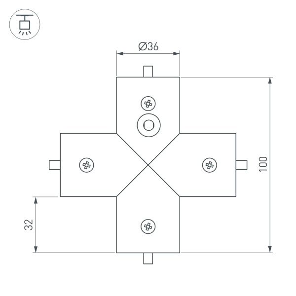 Соединитель профиля ROUND-D36-360-X90 (Arlight, Металл)