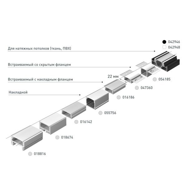 Профиль FANTOM-W20-H20-2000 ANOD (Arlight, Алюминий)