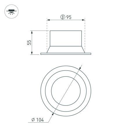 Светильник MS-BREEZE-BUILT-R104-12W Warm2700 (WH, 90 deg, 230V) (Arlight, IP20 Металл, 5 лет)