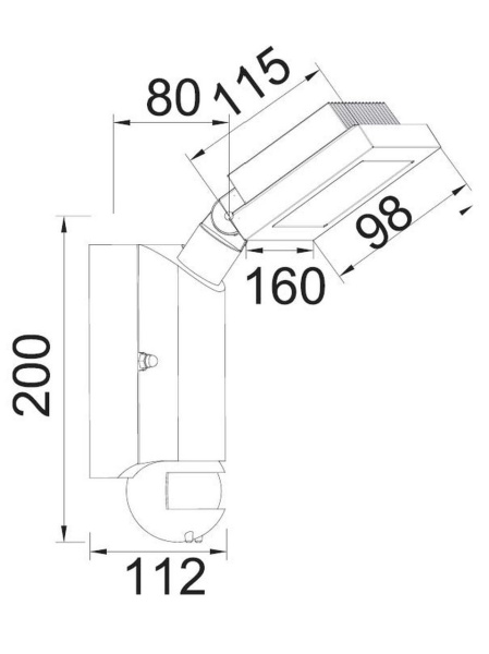 Прожектор Lutec, Темно-серый         , Модерн, W6101S-PIR Gr