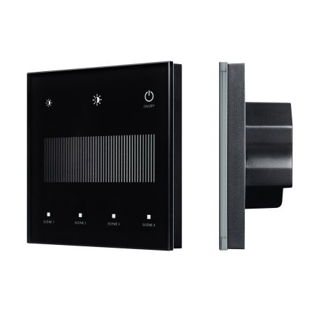 INTELLIGENT ARLIGHT Сенсорная панель SMART-DALI-301-11-1G-4SC-DIM-IN Black (BUS/24V, Touch, 2.4G) (IARL, IP20 Пластик, 5 лет)