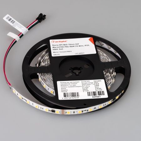 Лента SPI-B60-10mm 24V Warm2700-PX6-RAM (15 W/m, IP20, 5060, 5m) (Arlight, бегущий огонь)