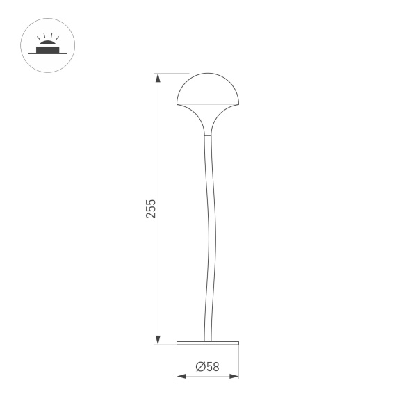 Светильник KT-MUCENA-BOLL-A-H250-1W Warm3000 (WH, 85 deg, 24V) (Arlight, IP65 Металл, 3 года)