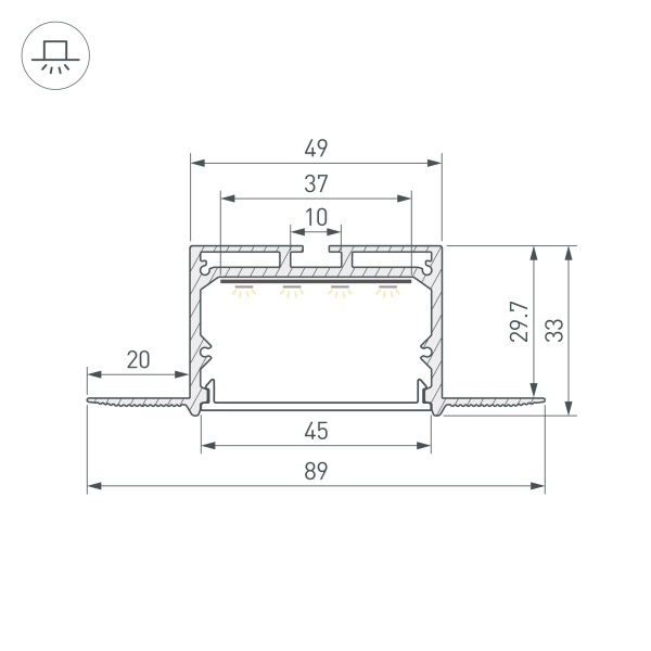 Профиль LINIA45-FANTOM-2000 ANOD (Arlight, Алюминий)