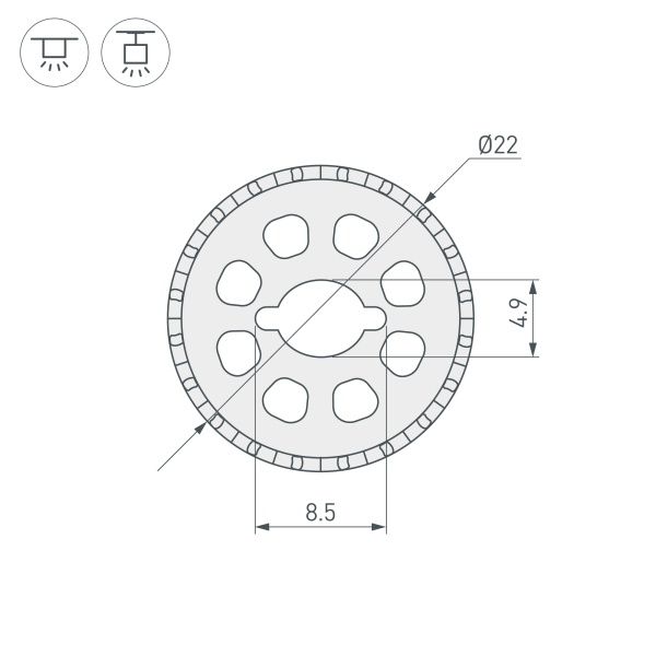 Силиконовый профиль WPH-FLEX-ROPE-D22-360deg-S8-10m WHITE (Arlight, Силикон)