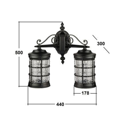 Настенный светильник YAOHUA LUX, Черный, Классика, 81202 2 02 Bl