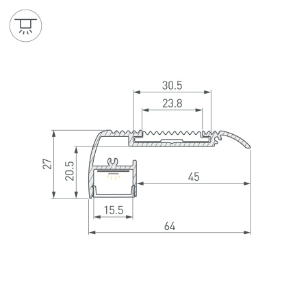 Профиль STAIR-W65-2000 ANOD (Arlight, Алюминий)