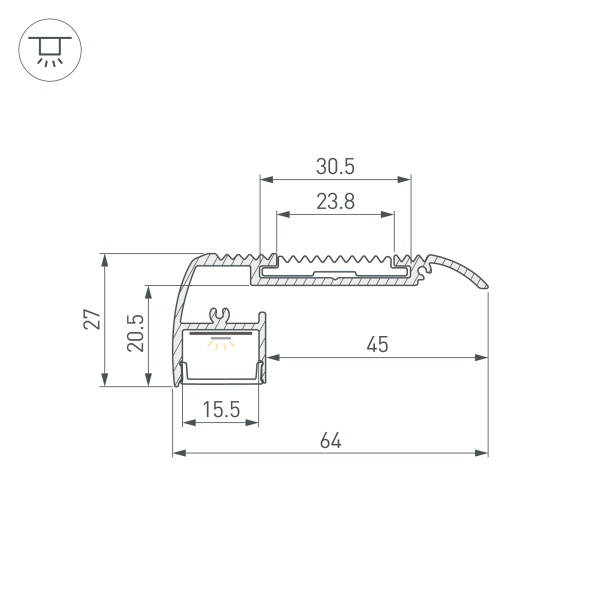 Профиль STAIR-W65-2000 ANOD (Arlight, Алюминий)