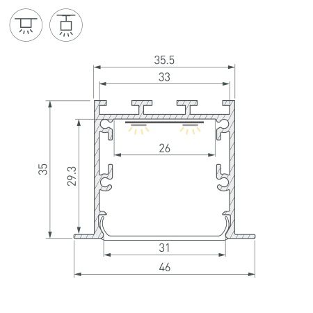 Профиль LINIA49-F-M-3000 WHITE (Arlight, Алюминий)