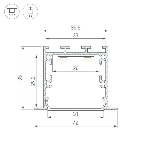 Профиль LINIA49-F-M-3000 WHITE (Arlight, Алюминий)