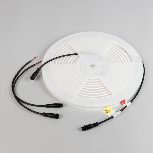 Лента герметичная WAVE-TOP-PU-A144-10x10mm 24V Warm3500 (5 W/m, IP68, 5m, wire x2) (Arlight, Вывод боковой, 3 года)