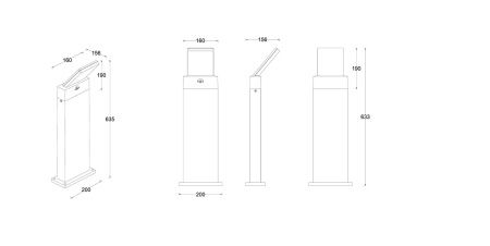 Ландшафтный столбик Lutec, Темно-серый, Модерн, W2890-635 Gr