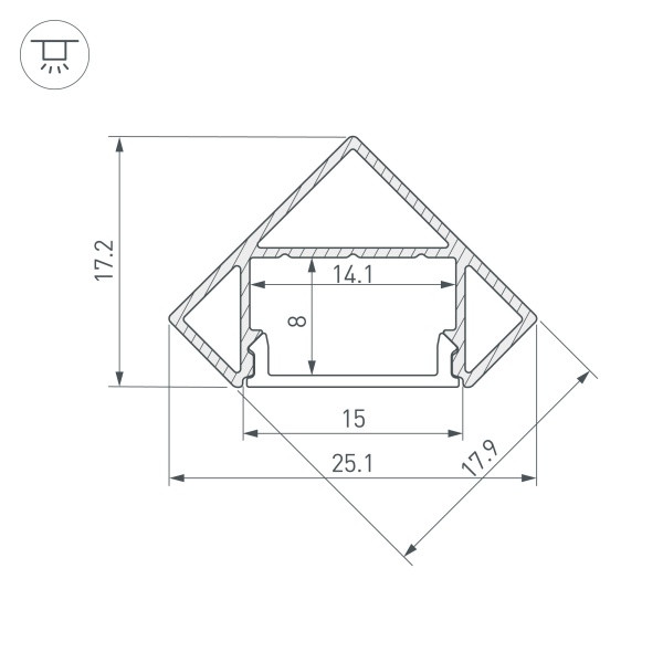 Профиль SL-KANT-H18-2000 BLACK (Arlight, Алюминий)