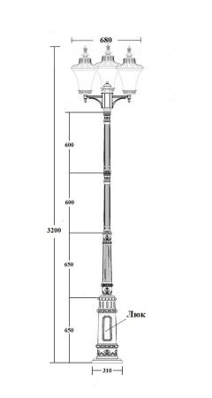 Фонарный столб YAOHUA LUX, Черный, Классика, 86410B/01 E7 Bl