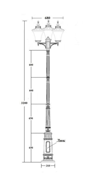 Фонарный столб YAOHUA LUX, Черный, Классика, 86410B/01 E7 Bl