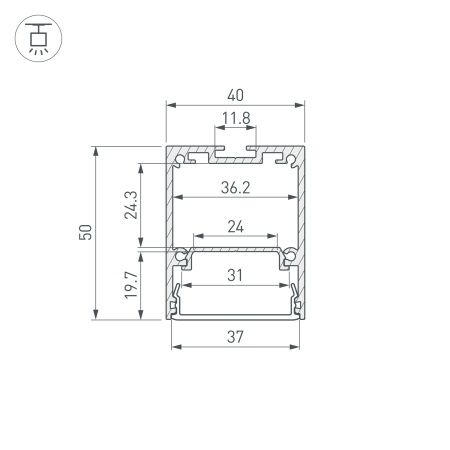 Профиль IP-LINE-4050-2000 BLACK (Arlight, Алюминий)