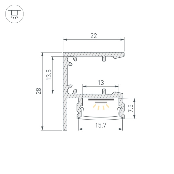 Профиль WALL-2228-2000 ANOD (Arlight, Алюминий)