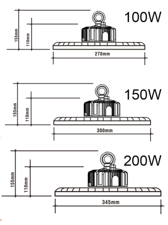 Светильник светодиодный купольный, 100W 6000К 12000Lm, черный, G7301-1