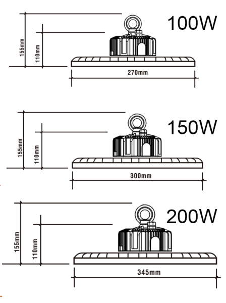 Светильник светодиодный купольный, 100W 6000К 12000Lm, черный, G7301-1