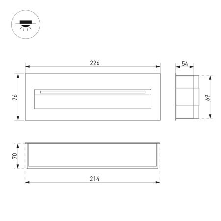 Светильник LTD-TRAIL-S226x76-8W Warm3000 (GR, 65 deg, 230V) (Arlight, IP65 Металл, 3 года)
