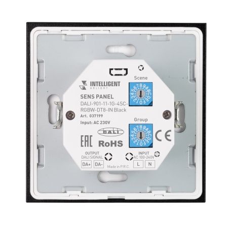 INTELLIGENT ARLIGHT Сенсорная панель DALI-901-11-1G-4SC-RGBW-DT8-IN Black (BUS/230V) (IARL, IP20 Пластик, 3 года)