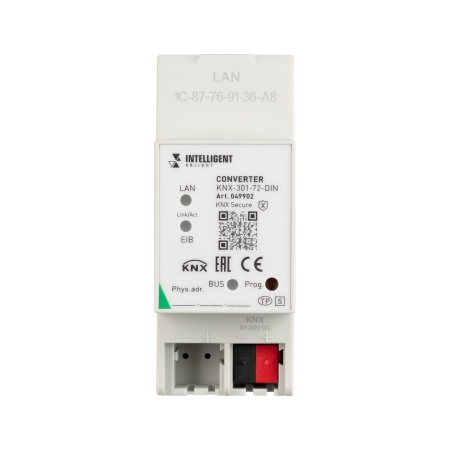 INTELLIGENT ARLIGHT Конвертер KNX-301-72-DIN Grey (BUS, RJ-45, KNX-IP) (IARL, IP20 Пластик, 2 года)