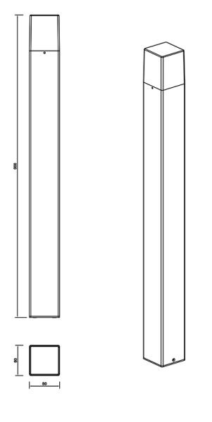 Светильник садово-парковый "Рио", G1647-800, 1*Е27 40W h=0.8m IP44, черный