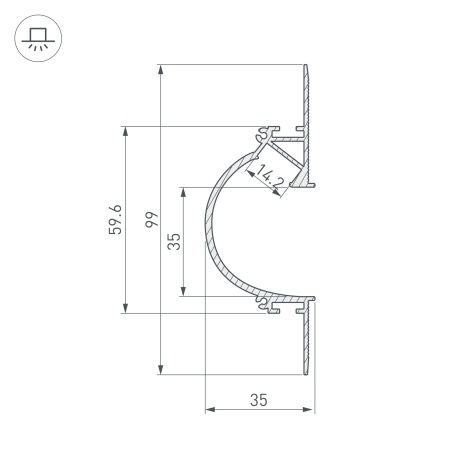Профиль ARH-CEIL-REFLECT-2000 WHITE (Arlight, Алюминий)